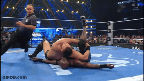 Two Men Wrestling In Ring With Letter W GIF