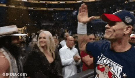 Two Men Wrestling In Stadium One In KO Shirt GIF