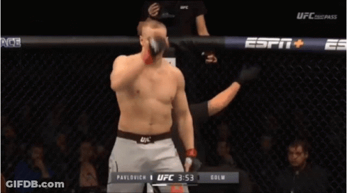 Two Men Wrestling In UFC Ring GIF