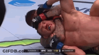 Two Men Wrestling One Wearing UFC Glove GIF