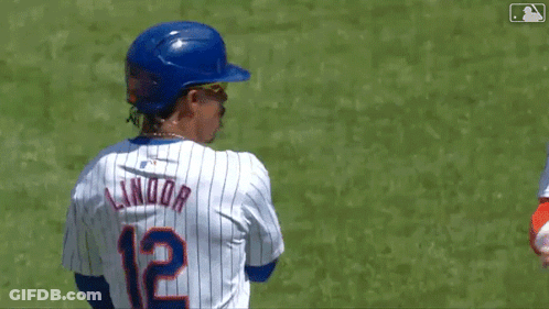 Two Mets Baseball Players Shake Hands On The Field GIF