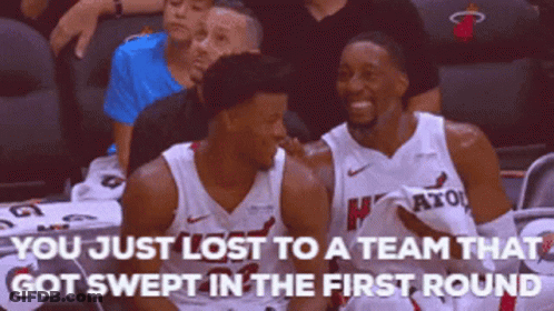 Two Miami Heat Players Talking GIF