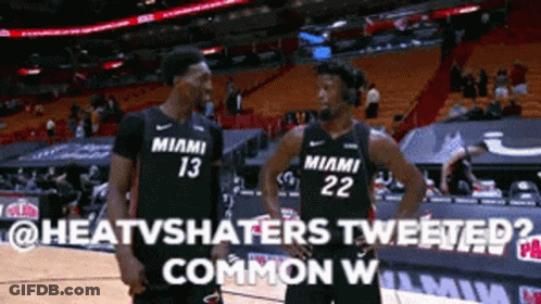 Two Miami Heat Players Talking GIF