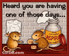 Two Mice Next To Aspirin Saying Heard You Are Having One Of Those Days GIF