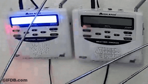 Two Midland Weather Radios Connected GIF