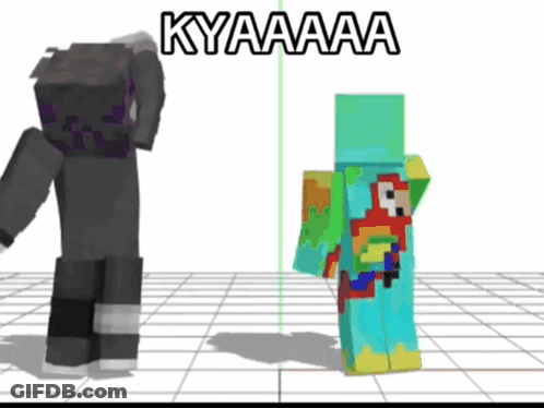Two Minecraft Characters With Kyaaaa GIF