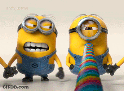 Minions With Rainbow Cone GIF