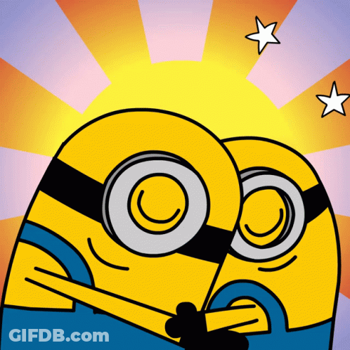 Two Minions Hugging Sun GIF