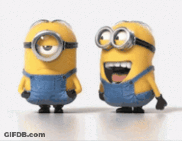 Two Minions In Blue Overalls GIF