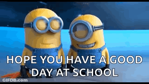 Two Minions In Goggles And Overalls Saying Hope You Have A Good Day At S GIF