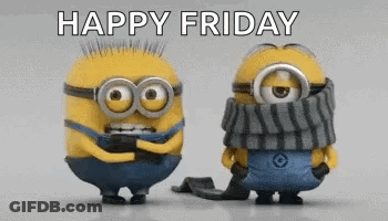 Two Minions Standing For Happy Friday GIF