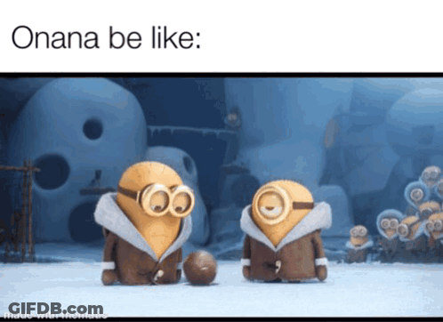 Two Minions Standing Next To Each Other With The Words ' Oanana Be Like ' On The Bottom GIF