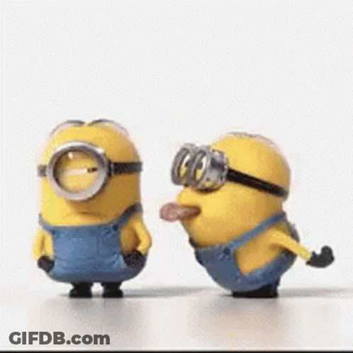 Two Minions Sticking Tongues Out GIF