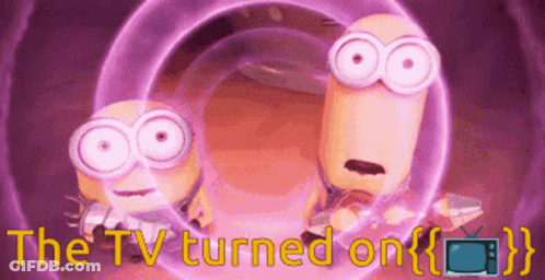 Two Minions The TV Turned On GIF