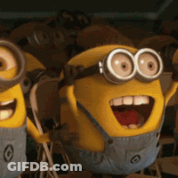 Two Minions Waving With Goggles GIF
