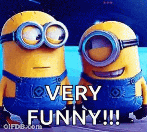 Two Minions Wearing Goggles Saying Very Funny GIF