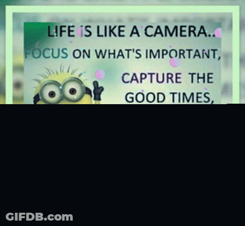 Two Minions With Life Is Like A Camera GIF