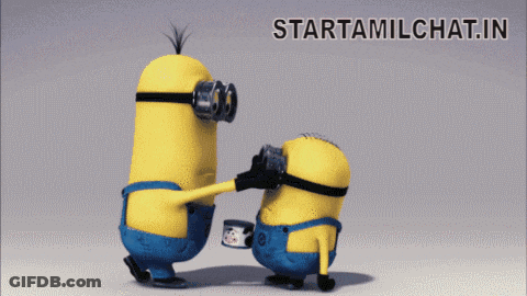 Two Minions With Startamilchat.in GIF