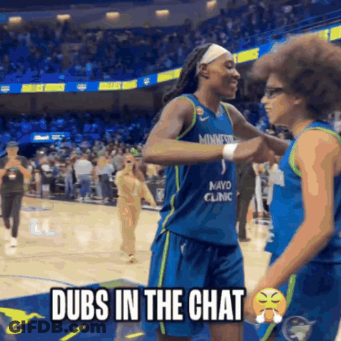 Two Minnesota Basketball Players High Five With Dubs In The Chat GIF