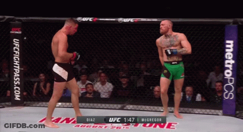 Two MMA Fighters In Cage GIF