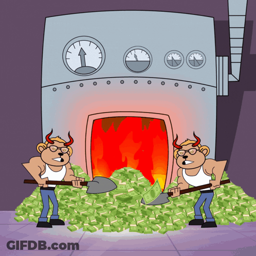 Two Monkeys Shoveling Money GIF