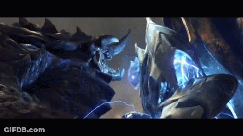 Two Monsters Fighting In Dark Room GIF