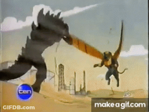 Two Monsters Fighting In Desert GIF