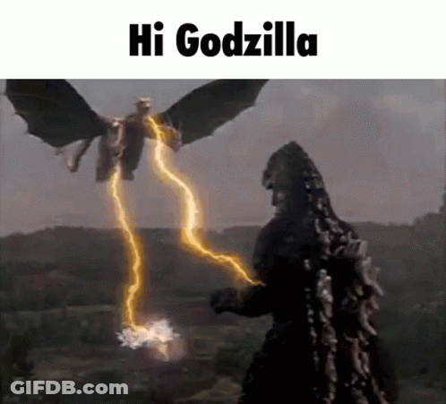 Two Monsters Fighting With Hi Godzilla GIF