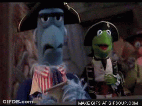 Two Muppets Wearing Pirate Hats GIF