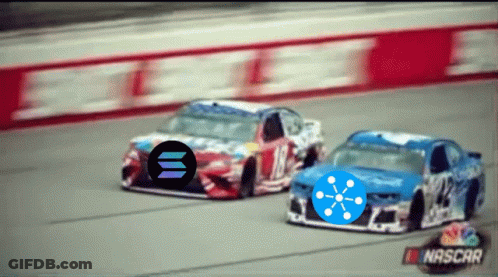 Two NASCAR Cars Racing GIF