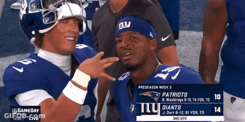 Two New York Giants Football Players GIF