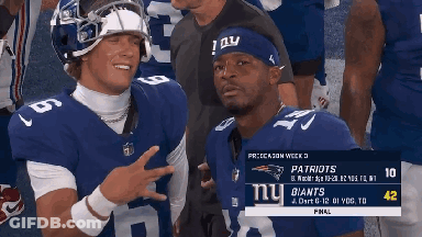 Two New York Giants Football Players Posing GIF