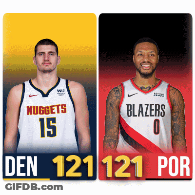 Two Nuggets And Blazers Players Standing GIF
