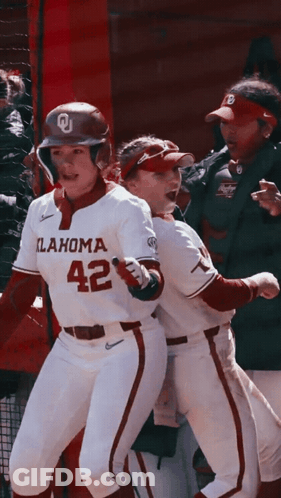 Two Oklahoma Baseball Players Celebrating GIF