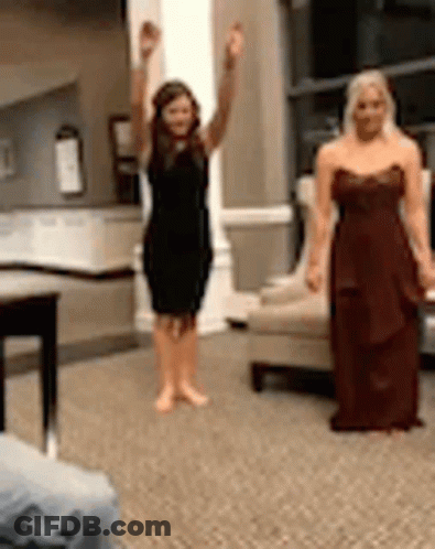 Two Older Women Toasting With Wine Girl's Date GIF