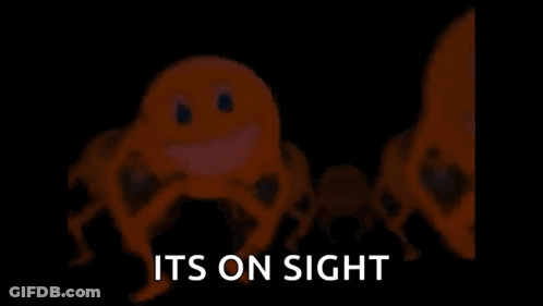 Two Orange Smiley Faces Saying Its On Sight GIF