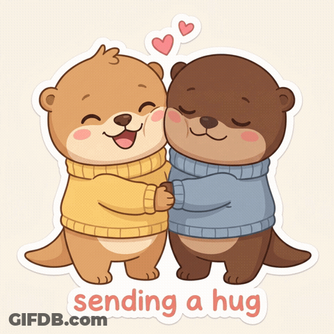Two Otters Hugging Sending A Hug GIF