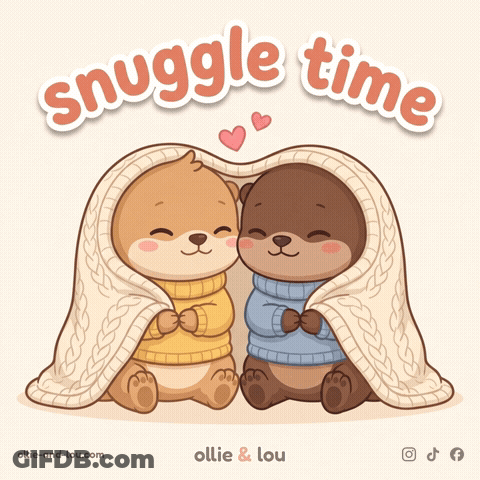Two Otters Wrapped In Blanket Snuggle Time GIF