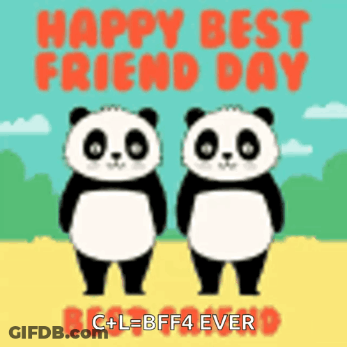Two Panda Bears Are Standing Next To Each Other In A Field . GIF