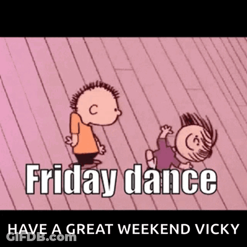 Two Peanuts Characters Dancing Friday Dance GIF