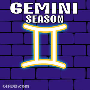 Two Penguins Facing Each Other With Gemini Season II Sign GIF