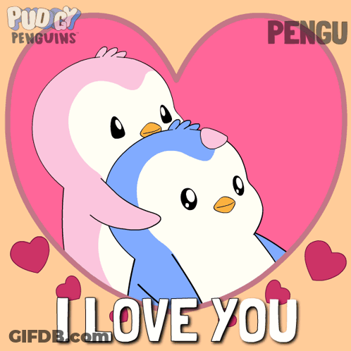 Two Penguins Hugging I Love You GIF
