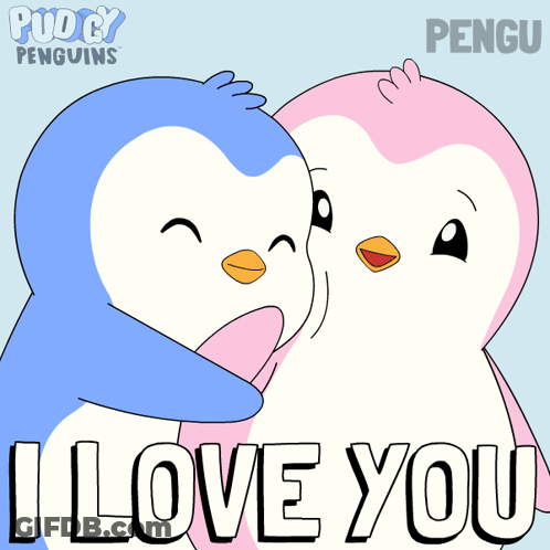 Two Penguins Hugging I Love You GIF