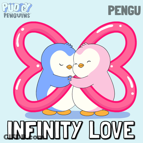 Two Penguins Hugging Infinity Love GIF