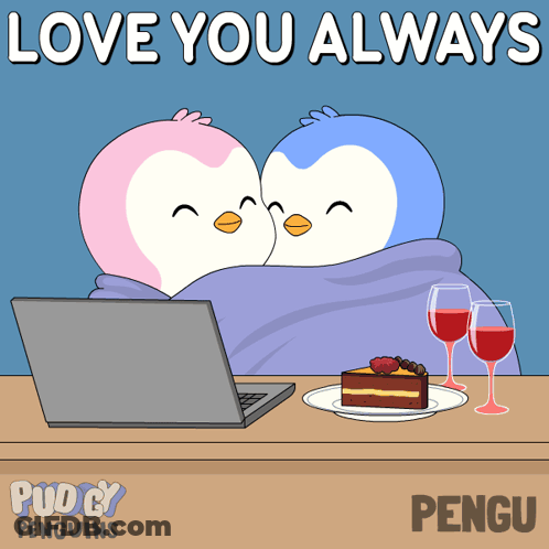Two Penguins Hugging Love You Always GIF