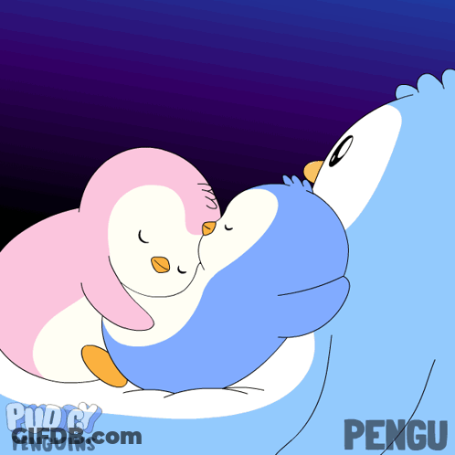 Two Penguins Hugging Pengu GIF