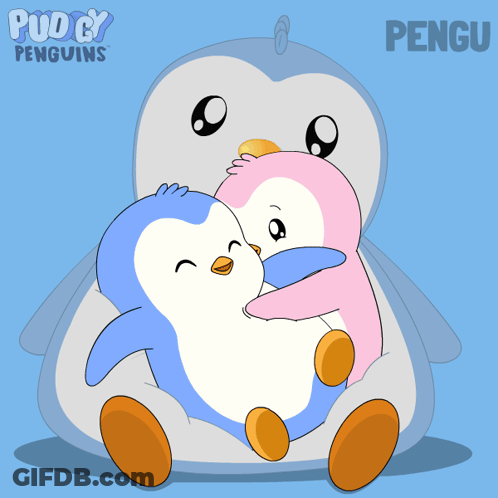 Two Penguins Hugging Pengu GIF