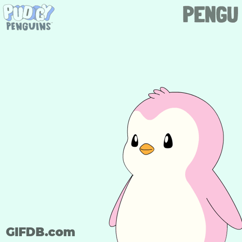 Two Penguins Hugging With Name Pengu GIF