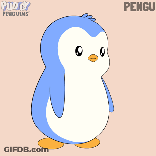 Two Penguins Hugging With Word Pengu GIF
