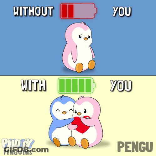 Two Penguins Hugging Without You With You GIF